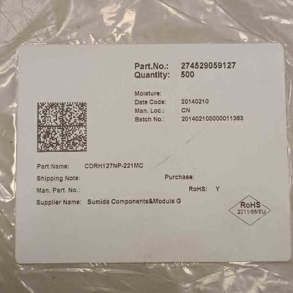 CDRH127NP-221MC 220uH 1.16A 12.3×12.3×8.0 SUMIDA SMD BOBİN resmi