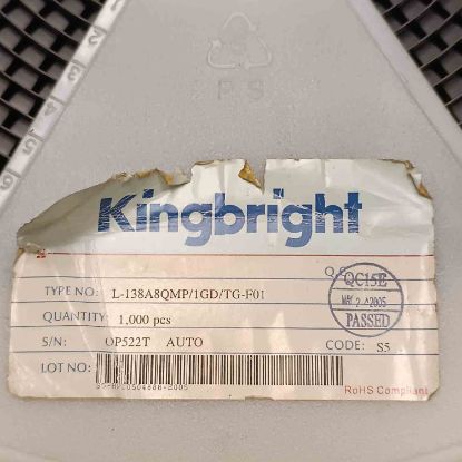 L-138A8QMP/1GD/TG-F01 GREEN Height:4.8mm. Width:4.57mm Current If:20mA. Luminous Intensity:12mcd. SMD KİNGBRİGHT LED OPTO resmi