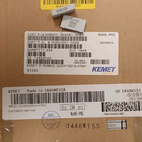 MMK22.5225K100D13L4TRAY 2.2MF 100V 22.5 0.1 KEMET POLYESTER KONDANSATÖR resmi