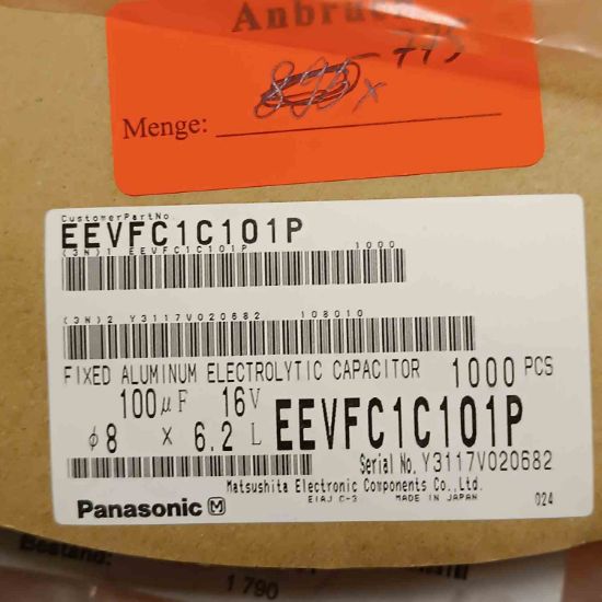 EEVFC1C101P 100MF 16V 8x6.2 PANASONIC SMD KONDANSATÖR resmi
