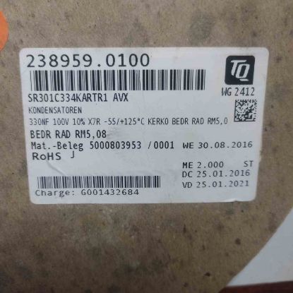 SR301C334KARTR1 Capacitor, Ceramic, 330Nf, 100Vdc resmi