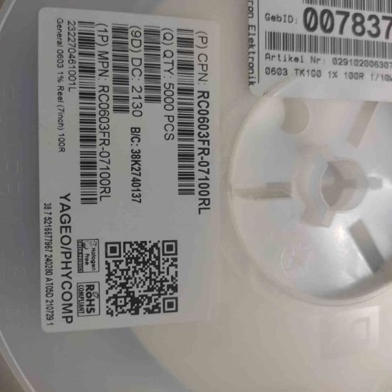 RC0603FR-07100RL 100R 0603 RESISTOR resmi