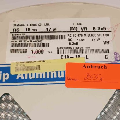 RC1C476M6L005VR180 47MF 16V 6.3x5 SAMWHA SMD KONDANSATÖR resmi