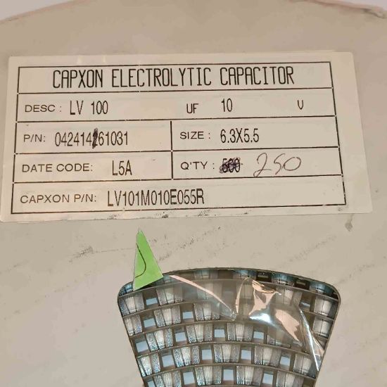 LV101M010E055R 100MF 100V 6.3x5.4 CAPXON SMD KONDANSATÖR resmi
