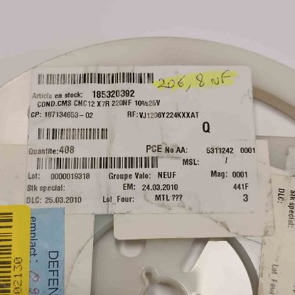 VJ1206Y224KXXAT 220NF 25V 1206 SMD SERAMİK KONDANSATÖR resmi