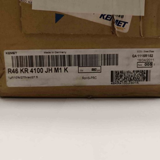R46KR4100JHM1K 1MF 275VAC 27.5mm KEMET POLYESTER KONDANSATÖR resmi