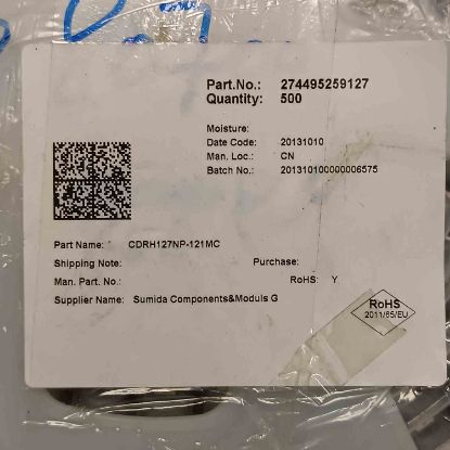 CDRH127NP-121MC 120uH 1,6A 12,3x12,3x8 SUMIDA SMD BOBİN resmi