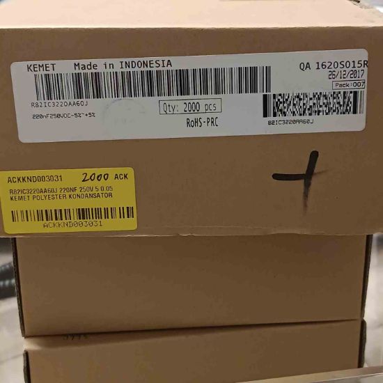 R82IC3220AA60J 220NF 250V 5 0.05 KEMET POLYESTER KONDANSATÖR resmi
