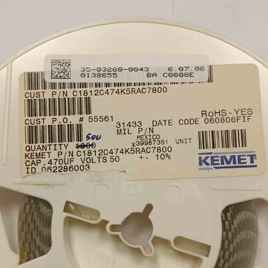 C1812C474K5RAC7800 0.47MF 50V SMD SERAMİK KONDANSATÖR resmi