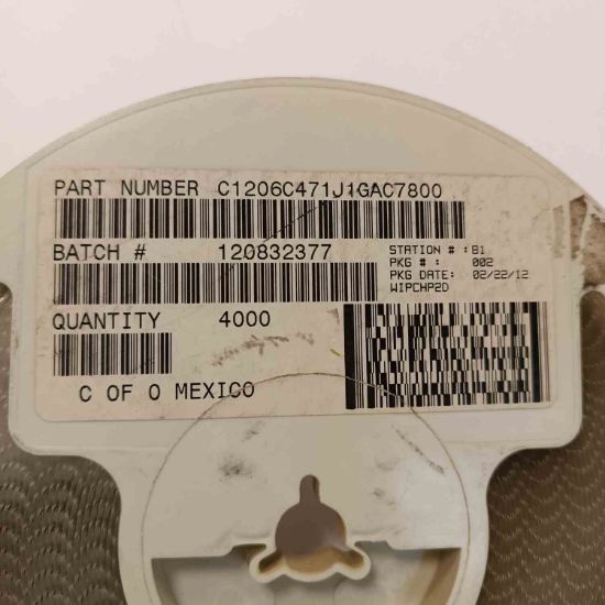 C1206C471J1GAC7800 470PF 100V 1206 KEMET SMD SERAMİK KONDANSATÖR resmi