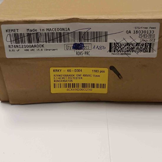 R74NI2100AA00K 10NF 400VAC 15mm 0.1 KEMET POLYESTER KONDANSATÖR resmi