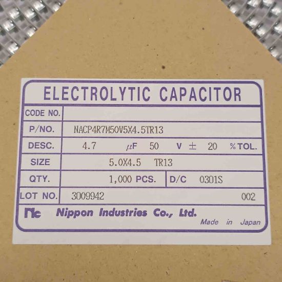 NACP4R7M50V 4.7MF 50V 5x4.5 NIPPON SMD KONDANSATÖR resmi