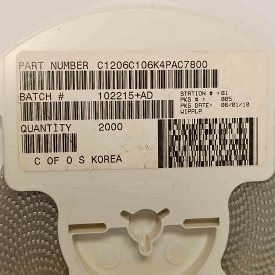 C1206C106K4PAC7800 10MF 16V 1206 KEMET SMD SERAMİK KONDANSATÖR resmi