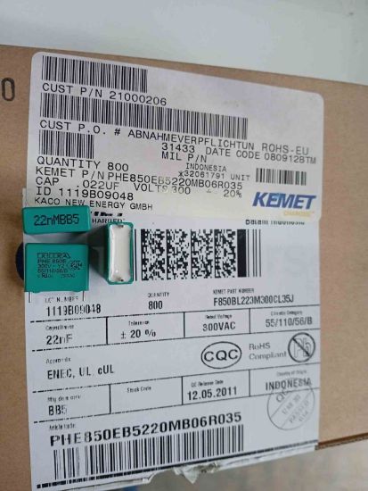 PHE850EB5220MB06R035 22NF 300V KEMET POLYESTER KONDANSATÖR resmi