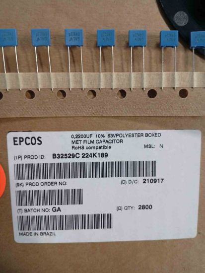 B32529C224K189 220NF 63V 5mm POLYESTER KONDANSATÖR resmi