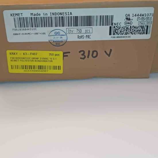 F861BS684K310C 680NF 310VAC 15 0.1 KEMET POLYESTER KONDANSATÖR resmi