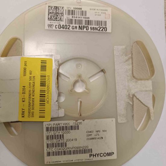 C0402GRNP09BN220 22PF 50V 402 SMD SERAMİK KONDANSATÖR resmi