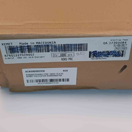 R76QI2270JH40J 27NF 1000V 15 0.05 KEMET POLYESTER KONDANSATÖR resmi