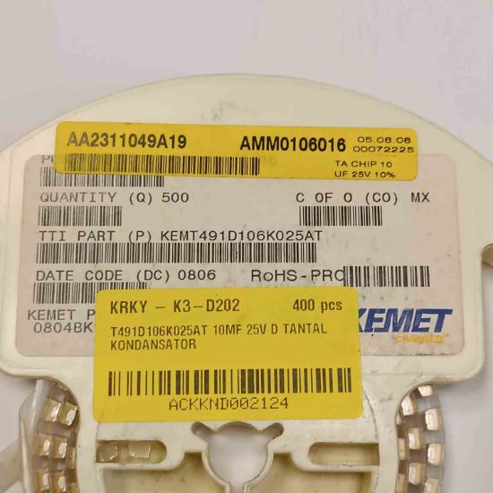 T491D106K025AT 10MF 25V D TANTAL KONDANSATÖR resmi