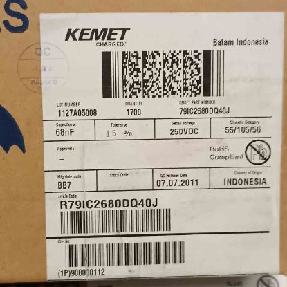 R79IC2680DQ40J 68NF 250V 5 0.05 KEMET POLYESTER KONDANSATÖR resmi