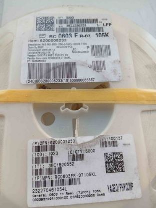 RC0603FR-07105KL 105K 603 YAGEO DİRENÇ resmi