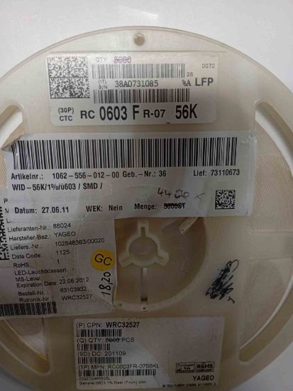 RC0603FR-0756K 56K 603 YAGEO SMD DİRENÇ resmi