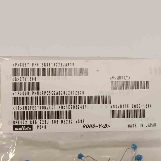 SR301A220JAATR 22PF 50V 5mm MULTİ MURATA POLYESTER KONDANSATÖR resmi