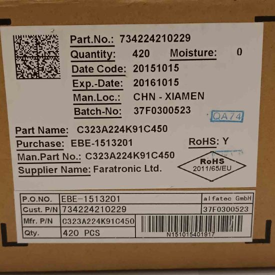 C323A224K91C450 220NF 1000V 27.5mm POLYESTER KONDANSATÖR resmi