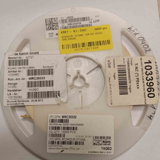 RC0402JR-0710ML 10M 402 YAGEO SMD DİRENÇ resmi