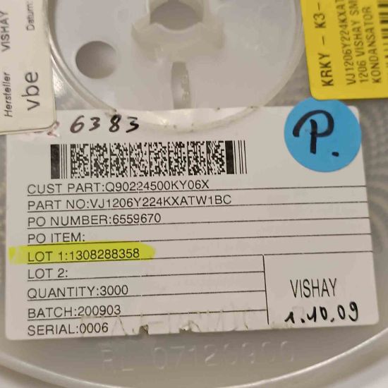 VJ1206Y224KXATW1BC 220NF 50V 1206 VISHAY SMD SERAMİK KONDANSATÖR resmi