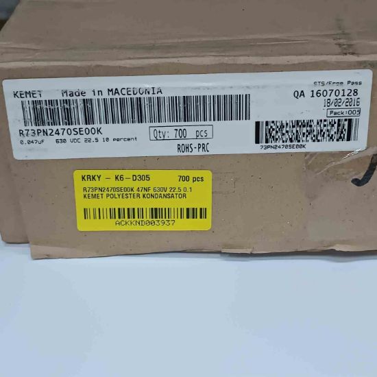 R73PN2470SE00K 47NF 630V 22.5 0.1 KEMET POLYESTER KONDANSATÖR resmi