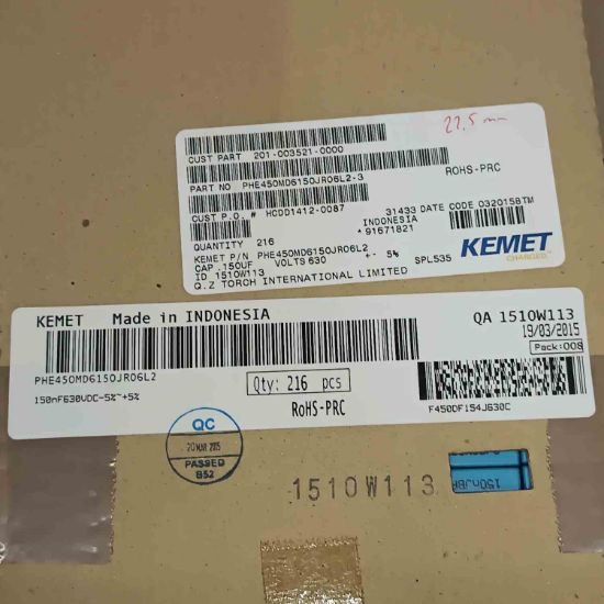 PHE450MD6150JR06L2 150NF 630V 22.5 0.05 KEMET POLYESTER KONDANSATÖR resmi