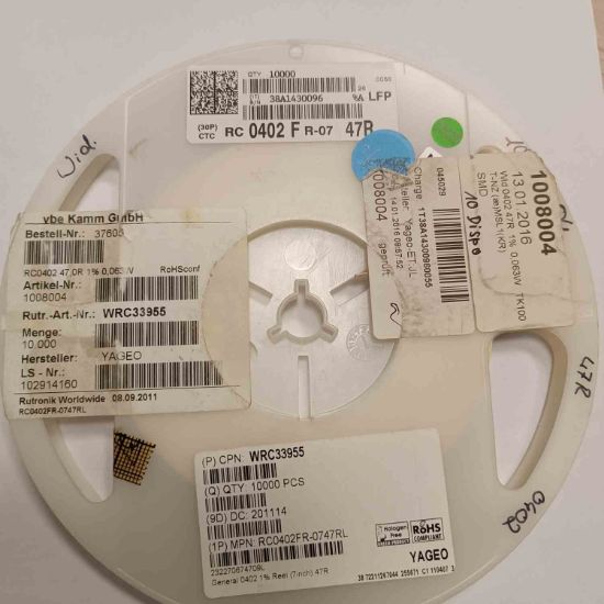 RC0402FR-0747RL 47R 402 YAGEO SMD DİRENÇ resmi