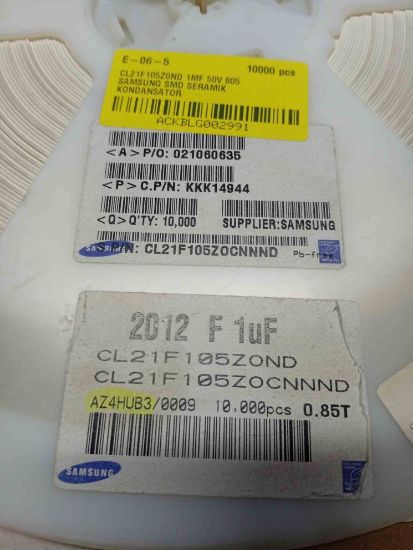 CL21F105Z0ND 1MF 50V 805 SAMSUNG SMD SERAMİK KONDANSATÖR resmi