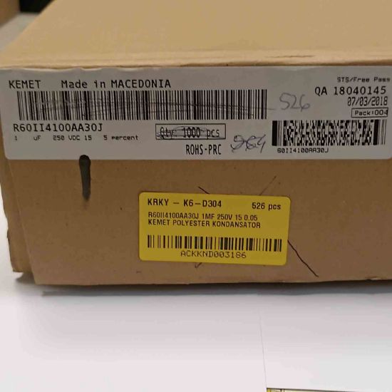R60II4100AA30J 1MF 250V 15 0.05 KEMET POLYESTER KONDANSATÖR resmi