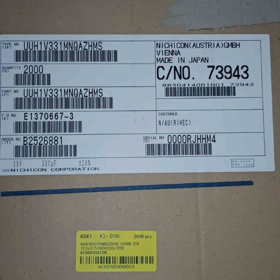 UUH1V331MNQAZHMS 330MF 35V 12.5x13.5 NICHICON SMD KONDANSATÖR resmi