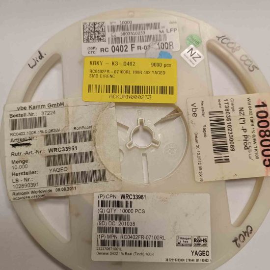 RC0402FR-07100RL 100R 402 YAGEO SMD DİRENÇ resmi