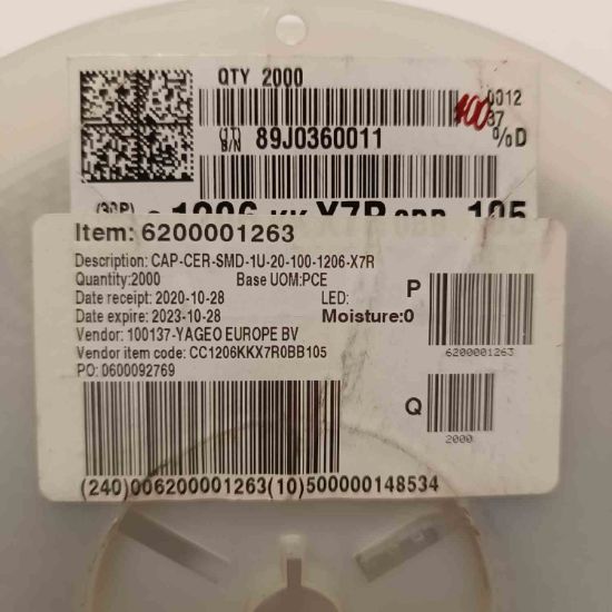 CC1206KKX7R0BB105 1MF 100V 1206 YAGEO SMD SERAMİK KONDANSATÖR resmi