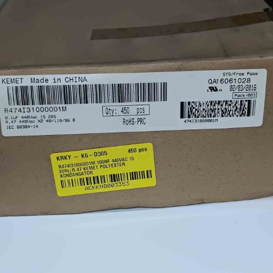 R474I31000001M 100NF 440VAC 15 20%|R.47 KEMET POLYESTER KONDANSATÖR resmi