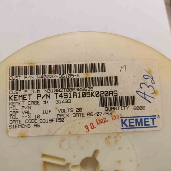 T491A105K020AS 1MF 20V A KEMET TANTAL KONDANSATÖR resmi