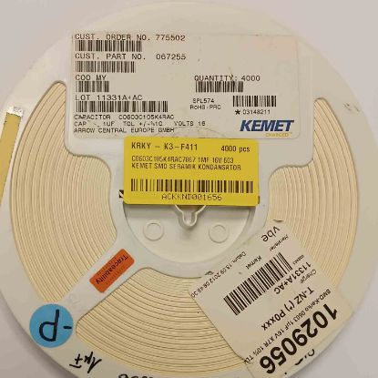 C0603C105K4RAC7867 1MF 16V 603 KEMET SMD SERAMİK KONDANSATÖR resmi