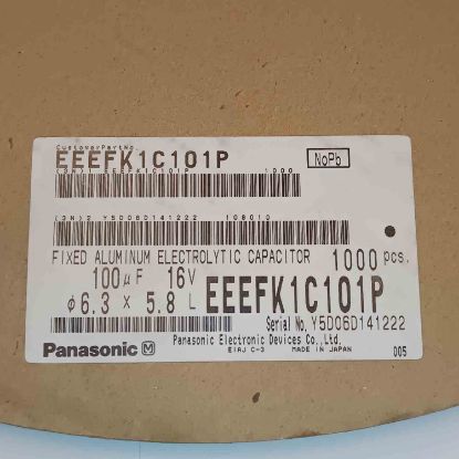 EEEFK1C101P 100MF 16V 6.3x5.8 105 PANASONIC SMD KONDANSATÖR resmi