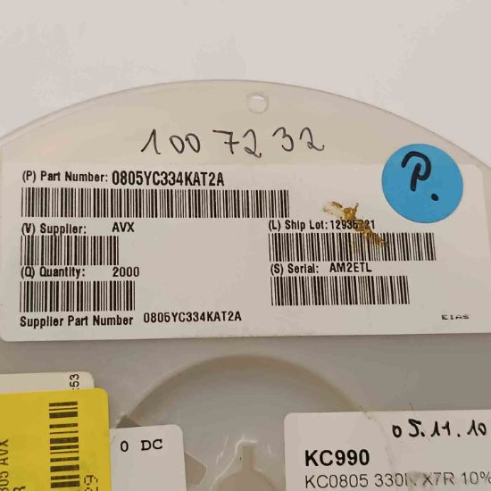 0805YC334KAT2A 330NF 16V 805 AVX SMD SERAMİK KONDANSATÖR resmi
