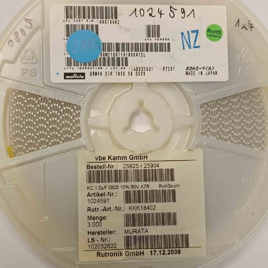 GRM21BR71H105KA12L 1MF 50V 805 MURATA SMD SERAMİK KONDANSATÖR resmi