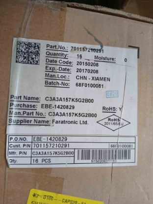 C3A3A157K5G2B00 150MF 1000V .-40C /85C FARATRONIC ELKO KONDANSATÖR resmi