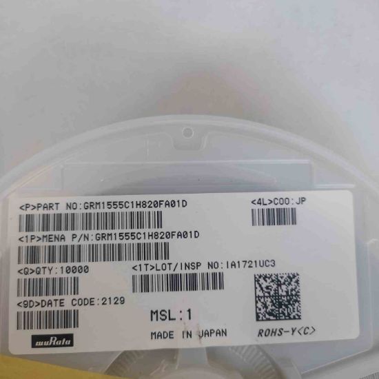 GRM1555C1H820FA01D 82 pF 50 VDC 1% 0402 C0G (NP0) resmi