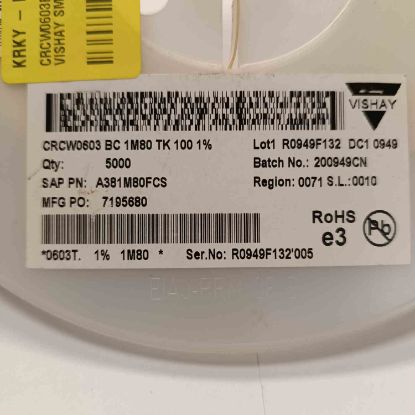 CRCW0603BC1M80TK100 1M8 603 VISHAY SMD DİRENÇ resmi
