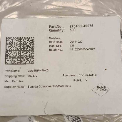 CD75NP-470KC 47uH 1.1A 7.80x7.00 SMD BOBİN resmi