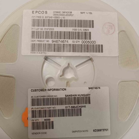 B37940K5560J60 56PF 50V 805 EPCOS SMD SERAMİK KONDANSATÖR resmi