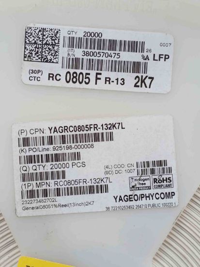 RC0805FR-132K7 132.7K 805 YAGEO SMD DİRENÇ resmi